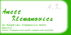 anett klemanovics business card